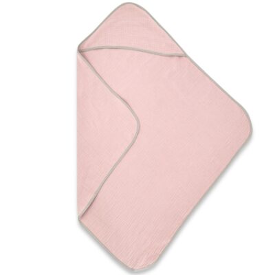 Mušelínová osuška s kapucňou NATURE, 80x80 cm, pudrově růžová
