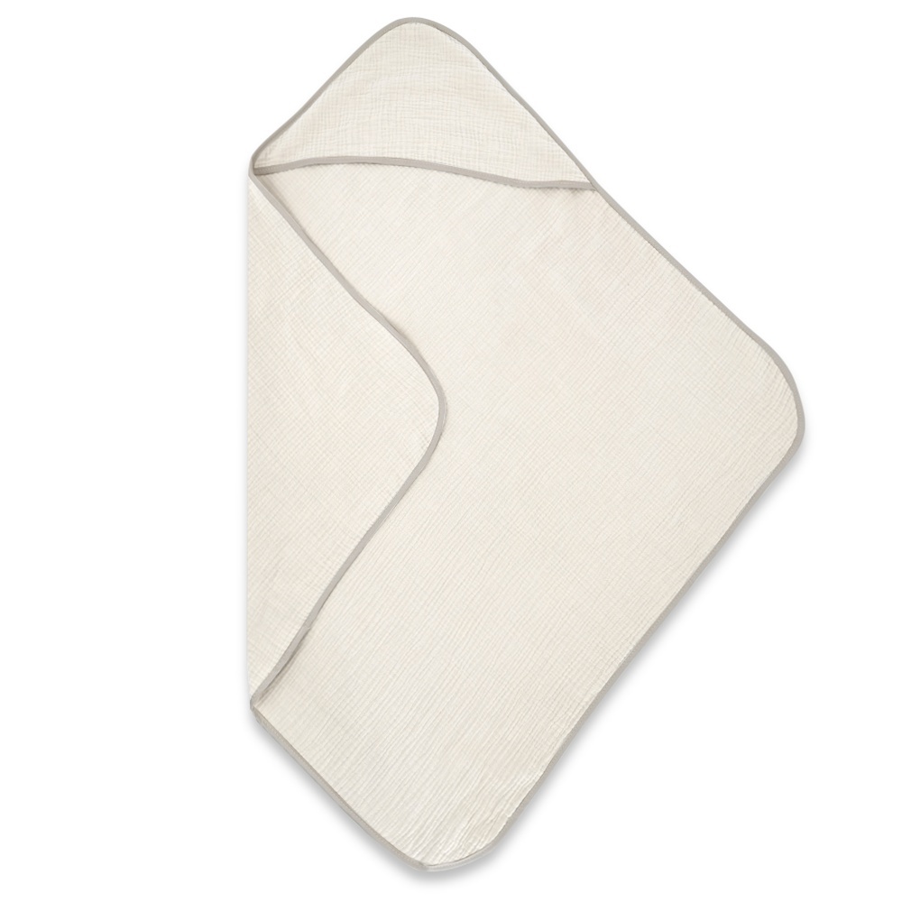 Mušelínová osuška s kapucňou NATURE, 80x80 cm, smotanová