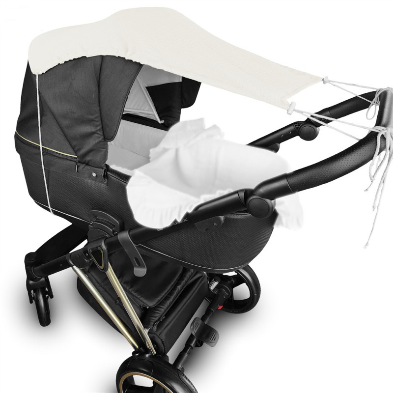 Mušelínová slnečná strieška na kočík NATURE - smotanová