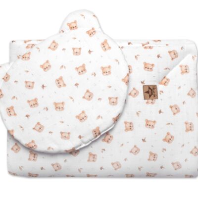 Mušelinová súprava Teddy Bear 30x35cm, 70x100cm, 2D, Baby Nellys, biela