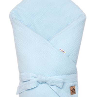 Mušelínová zavinovačka na zaväzovanie, Baby Nellys, 75x75cm, svetlo modrá