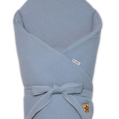 Mušelínová zavinovačka s výstužou na zaväzovanie, Baby Nellys, 75x75cm, denim