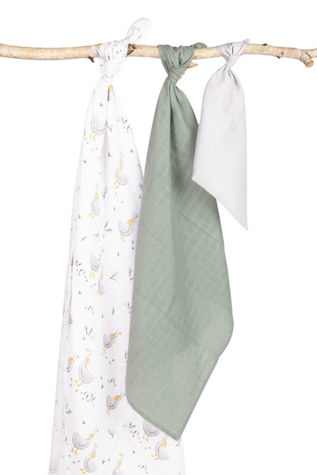 Mušelínové plienky 3 ks - sada rôznych veľkostí - Husičky