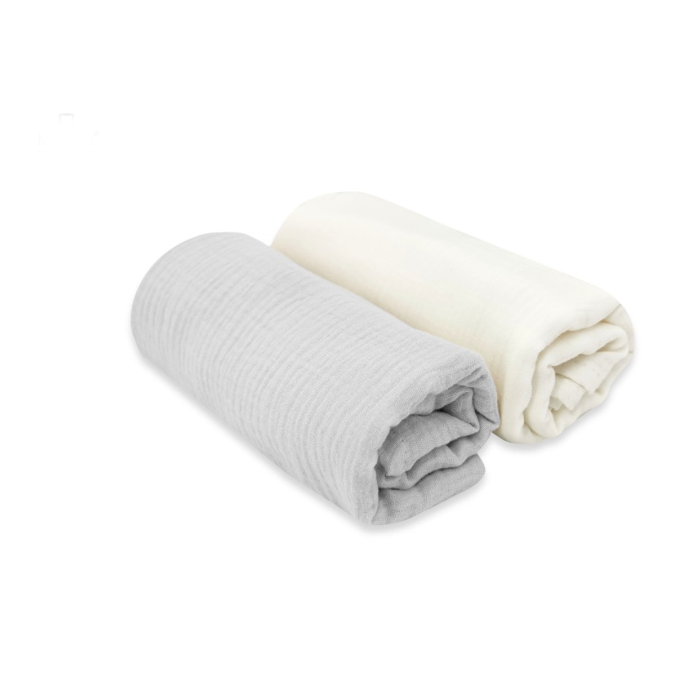 Mušelínové plienky Nature, 80x80 cm, sivá, smotanová - 2ks