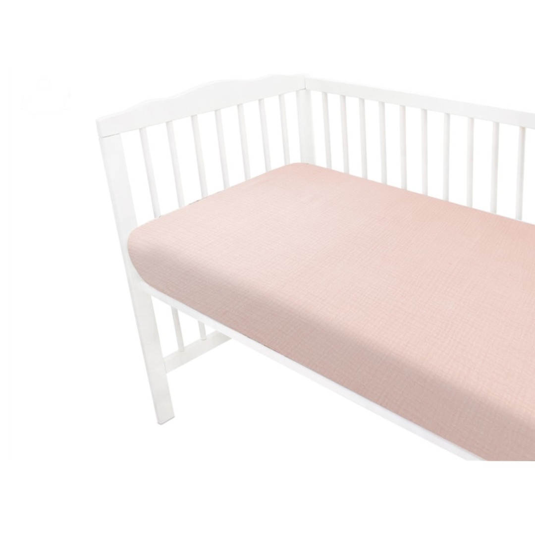 Mušelínové prestieradlo postieľky 60 x 120 NATURE double - pudrovo ružové