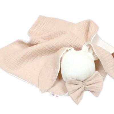 Mušelínový maznáčik, prítulníček Nature Zajačik, béžový/smotanový