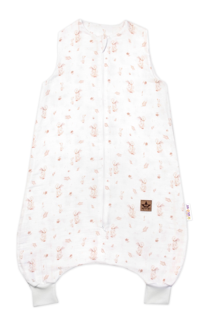 Mušelínový spací vak s nohavičkami GOOSE Baby Nellys Soft, 70cm, biela