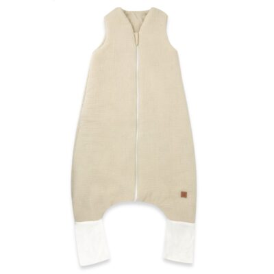 Mušelínový spací vak so zahrnovacími nohavičkami - béžový, veľ. S