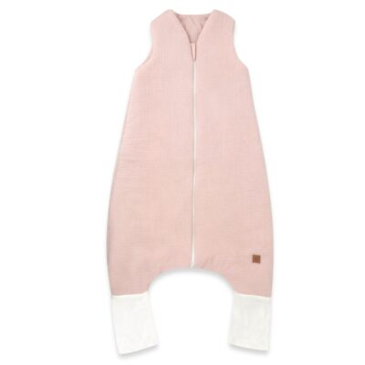 Mušelínový spací vak so zahrnovacími nohavičkami - púdrovo ružový, veľ. S