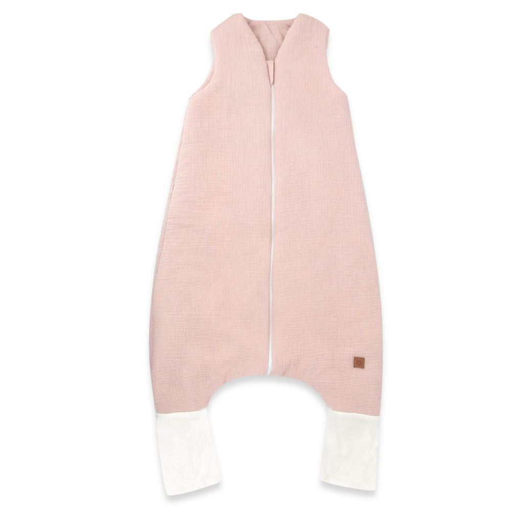 Mušelínový spací vak so zahrnovacími nohavičkami - púdrovo ružový, veľ. S