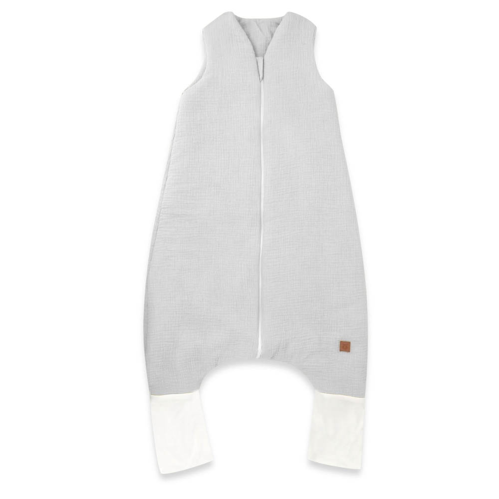 Mušelínový spací vak so zahrnovacími nohavičkami - šedý, veľ. S