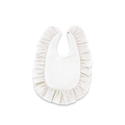 Nepremokavý mušelínový podbradník s volánikom Nature - smetanový