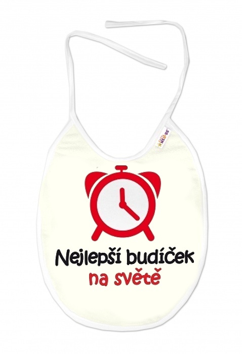 Nepremokavý podbradník, 24 x 27 cm - Nejlepší budíček na světě, Baby Nellys  - smotanový