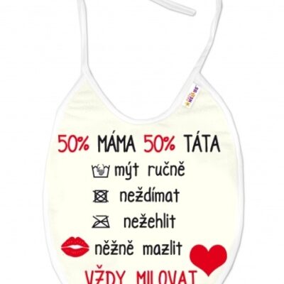 Nepremokavý podbradník, 24 x 27 cm - Vždy milovat, Baby Nellys  - smotanový