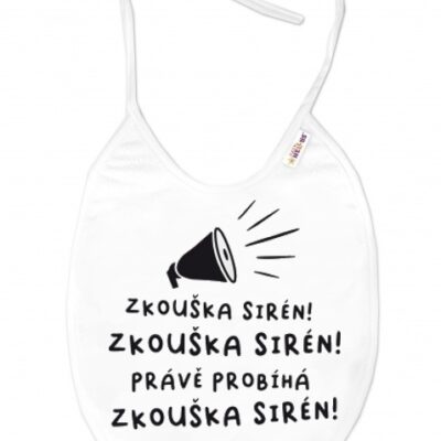 Nepremokavý podbradník, 24 x 27 cm - Zkouška sirén! Baby Nellys  - biely