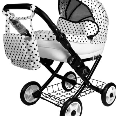 NESTOR: Detský kočík Viki (biely s bodkami)