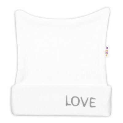 Novorodenecká čiapočka, Love -  biela, veľ. 62