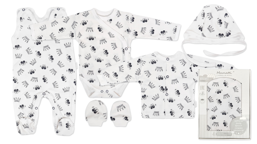 Novorodenecká súprava do pôrodnice pre babetko, biela - Princezna, Mamatti, veľ. 62