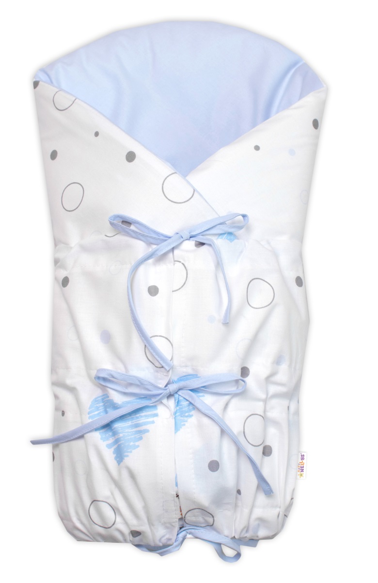 Obliečka, poťah bavlna na retro zavinovačku LALLY, I love Boy Baby Nellys, modrá/biela