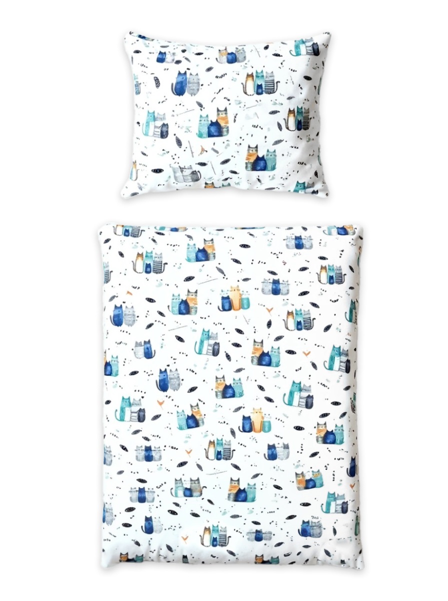 Obliečky do postieľky, 2D sada - Happy Cat