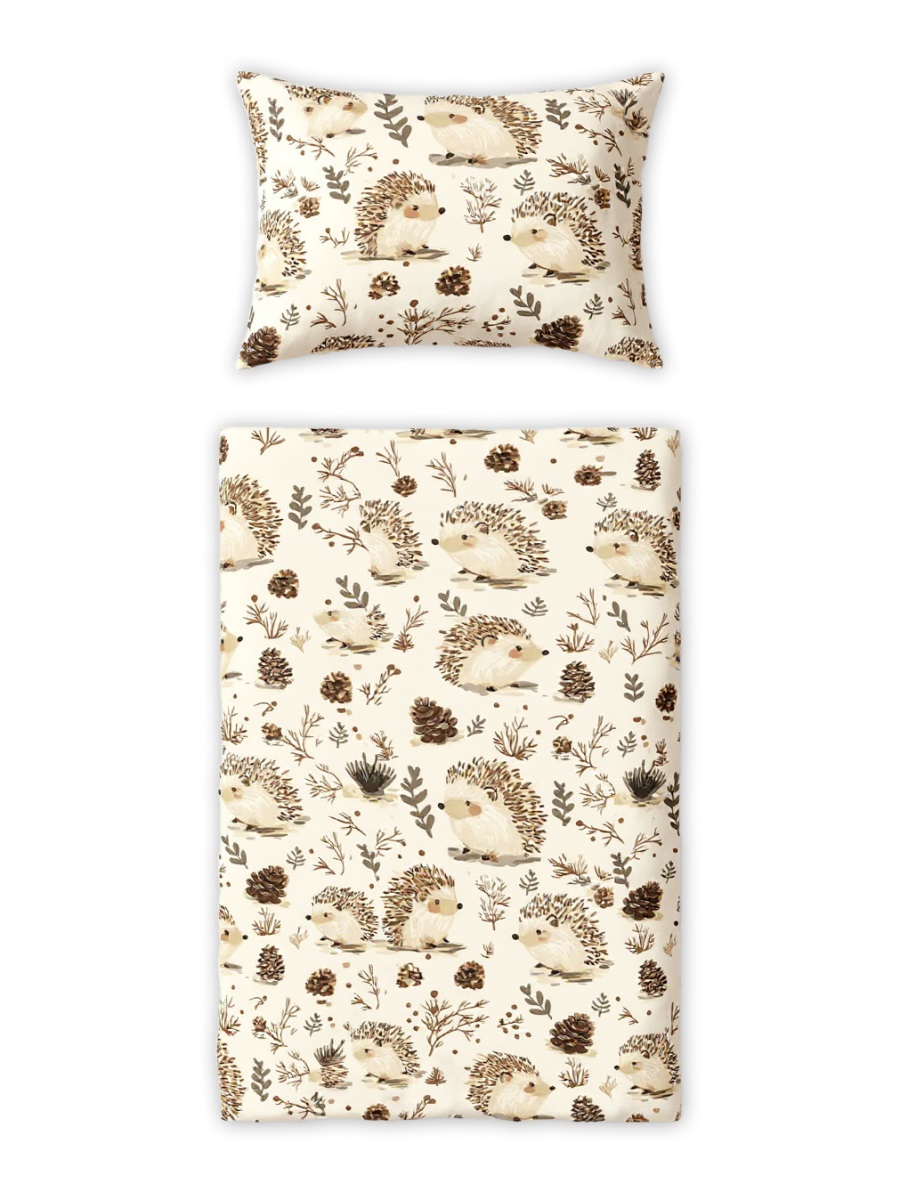 Obliečky do postieľky, 2D sada - Ježko, béžový, 135x100