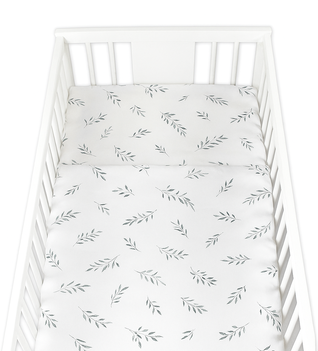 Obliečky do postieľky, 2D sada - Lúka, biela, 135x100