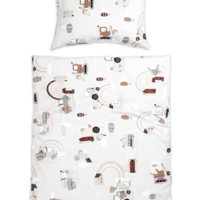 Obliečky do postieľky, 2D sada - Malý staviteľ, šedá