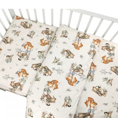 Obliečky do postieľky, bavlna, 2D sada, Friends time - latte