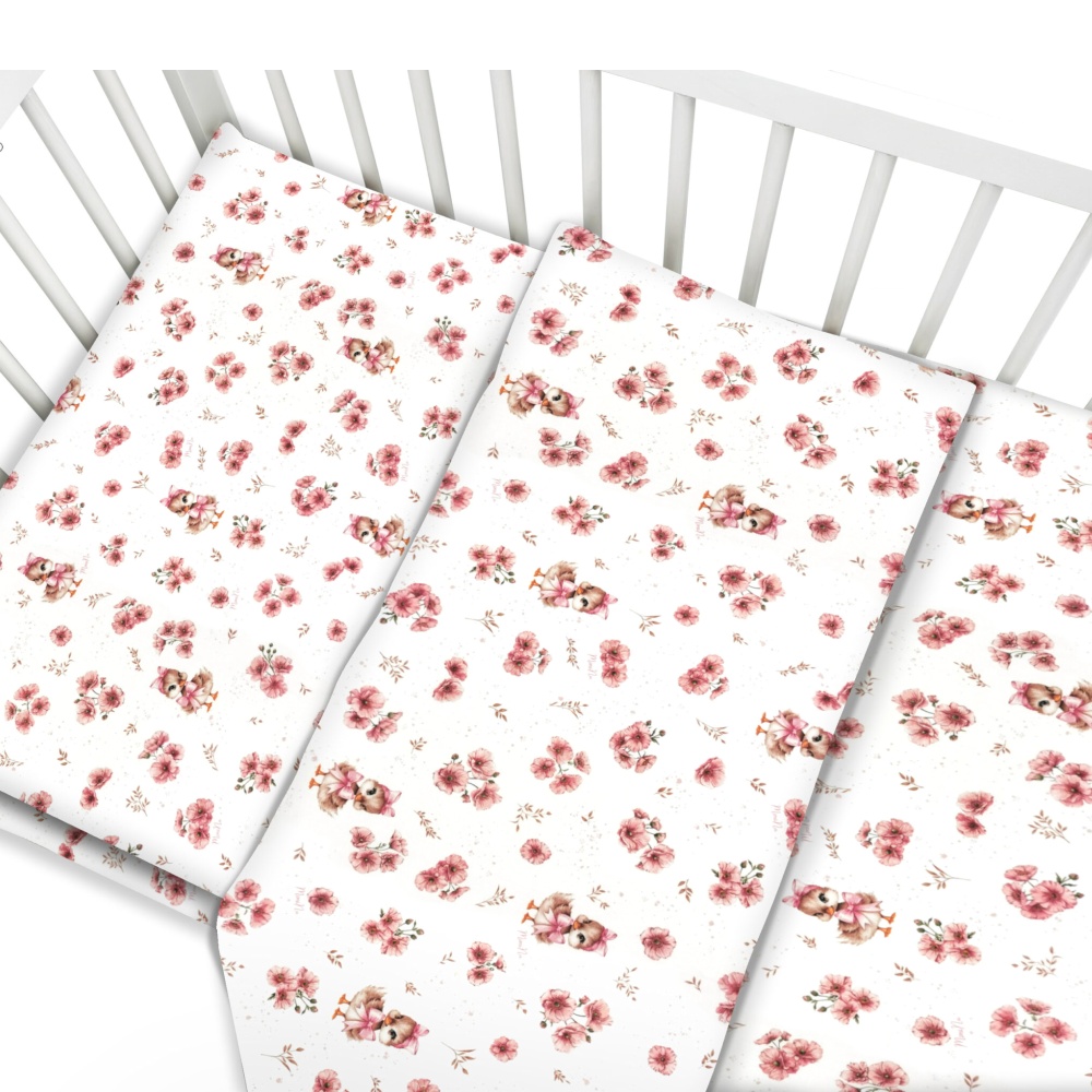 Obliečky do postieľky, bavlna, 2D sada, Kačičky - biela, púdrovo ružová, 135x100