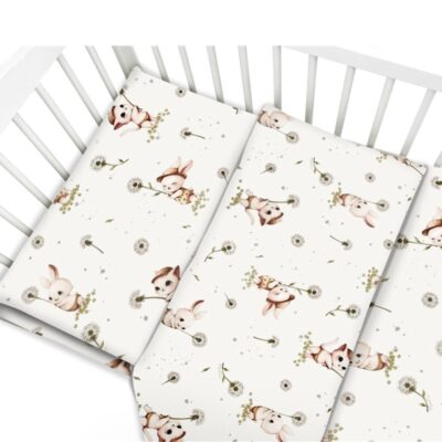 Obliečky do postieľky, bavlna, 2D sada, Kocúrik a púpava - biela