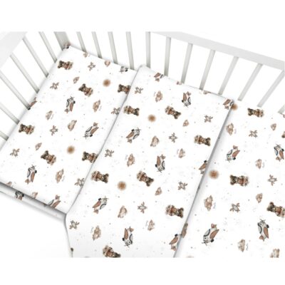 Obliečky do postieľky, bavlna, 2D sada, Méďa pilot - biela, béžová