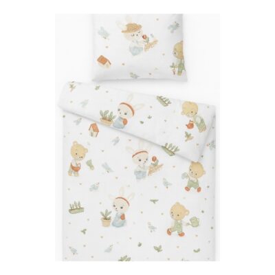 Obliečky do postieľky s výplňou + vrecúško, bavlna, Bunny, 135x100cm/40x60cm