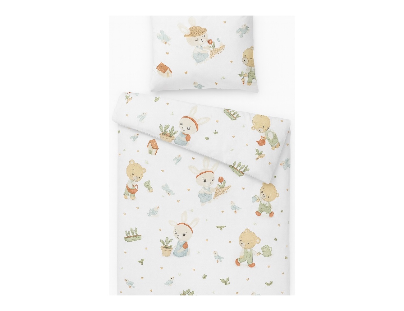 Obliečky do postieľky s výplňou + vrecúško, bavlna, Bunny, 135x100cm/40x60cm