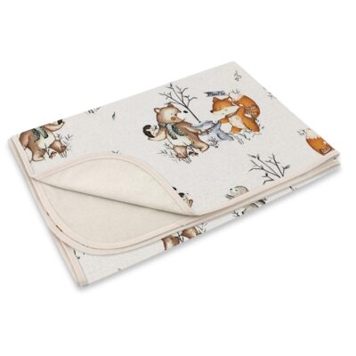 Obojstranná letná deka, bavlna + jersey 100x75cm, Friends time - latte, béžová