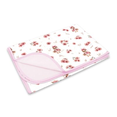 Obojstranná letná deka, bavlna + jersey 100x75cm, Kačičky - biela, púdrovo ružová