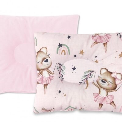 Obojstranný vankúšik, velvet/bavlna, Little Balerina - růžový