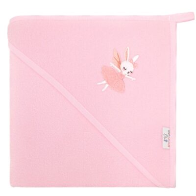 Osuška s kapucňou a uškami Baletka, 80x80 cm - ružová