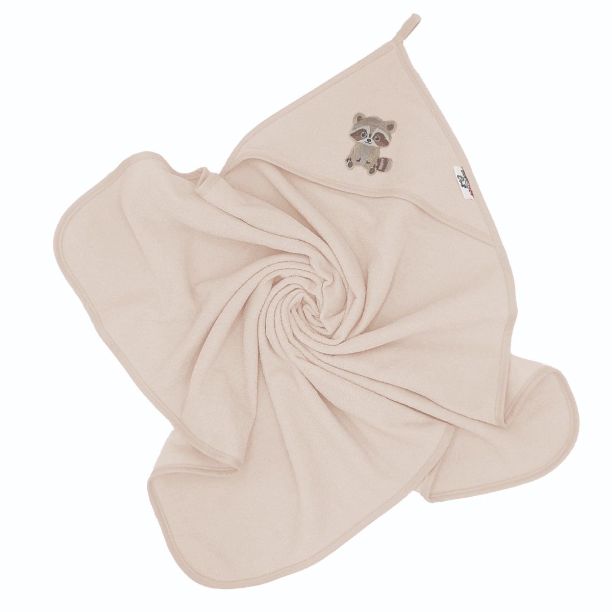 Osuška s kapucňou a uškami Mýval, 100x100 cm - béžový