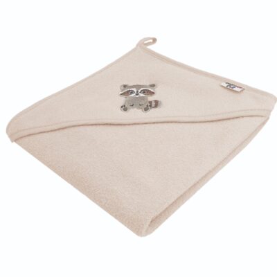 Osuška s kapucňou a uškami Mýval, 80x80 cm - béžový