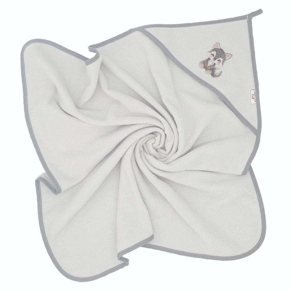 Osuška s kapucňou a uškami Vlček, 100x100 cm - šedý