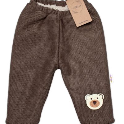 Oteplené pletené nohavice Teddy Bear, Baby Nellys, dvojvrstvové, hnedé