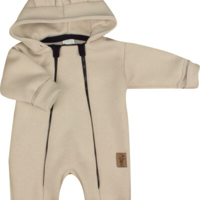 Oteplený detský overálek so šľapkami a kapucňou, Kazum, béžový, veľ. 74
