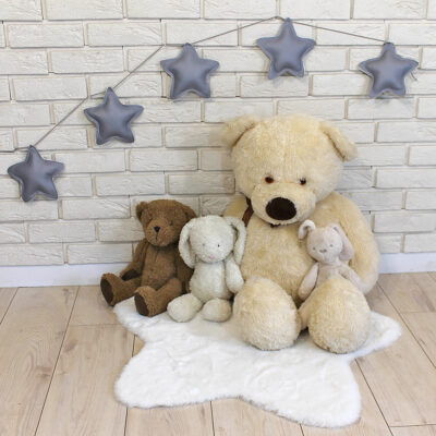 Baby Nellys: Eko-kožená girlanda Hviezdičky (sivé)