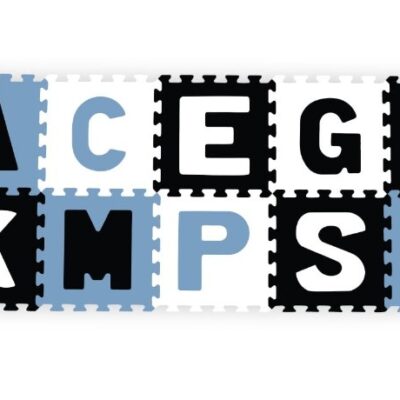 Penové puzzle Písmená 10ks (modrá/čierna/biela)