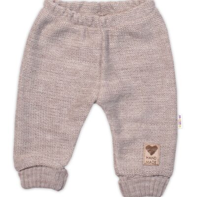 Pletené dojčenské nohavice Hand Made Baby Nellys, béžové, veľ. 68/74