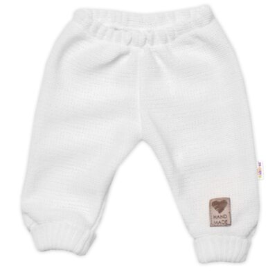 Pletené dojčenské nohavice Hand Made Baby Nellys, biele