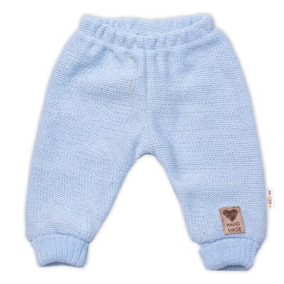 Pletené dojčenské nohavice Hand Made Baby Nellys, modré, veľ. 80/86