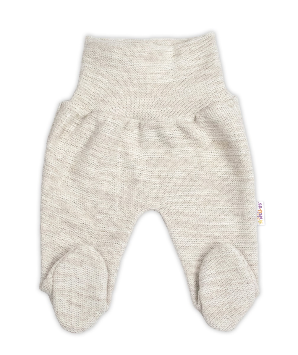 Pletené dojčenské polodupačky Hand Made, Baby Nellys, jasno béžové, veľ. 62