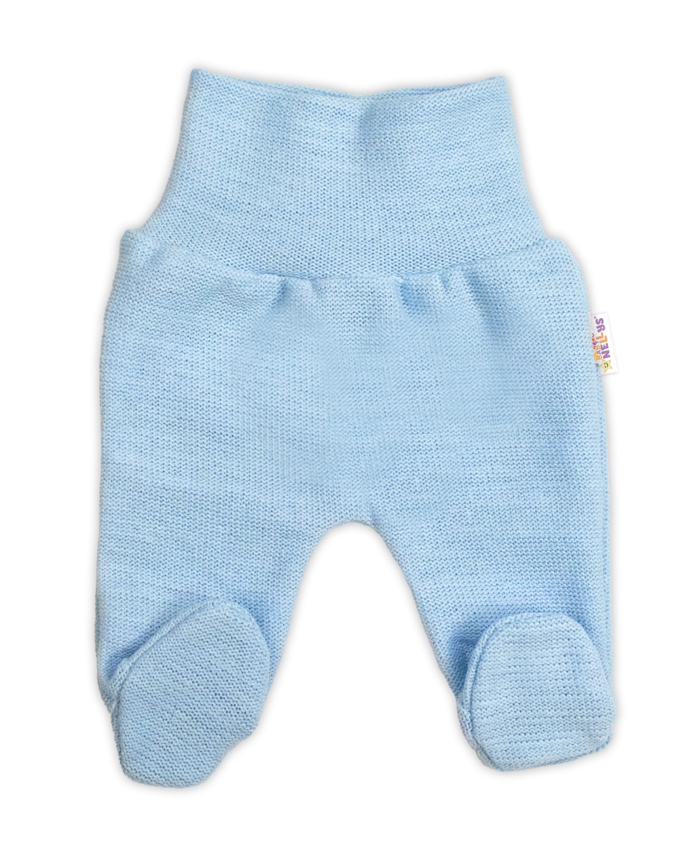Pletené dojčenské polodupačky Hand Made, Baby Nellys, svetlo modré, veľ. 68