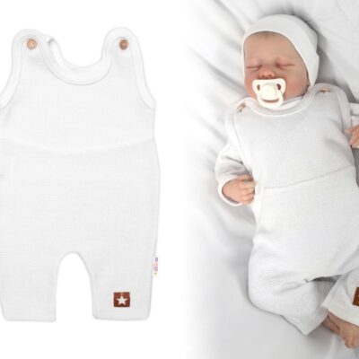 Pletené láclové nohavice Boy Star, Baby Nellys, biele, veľ. 74